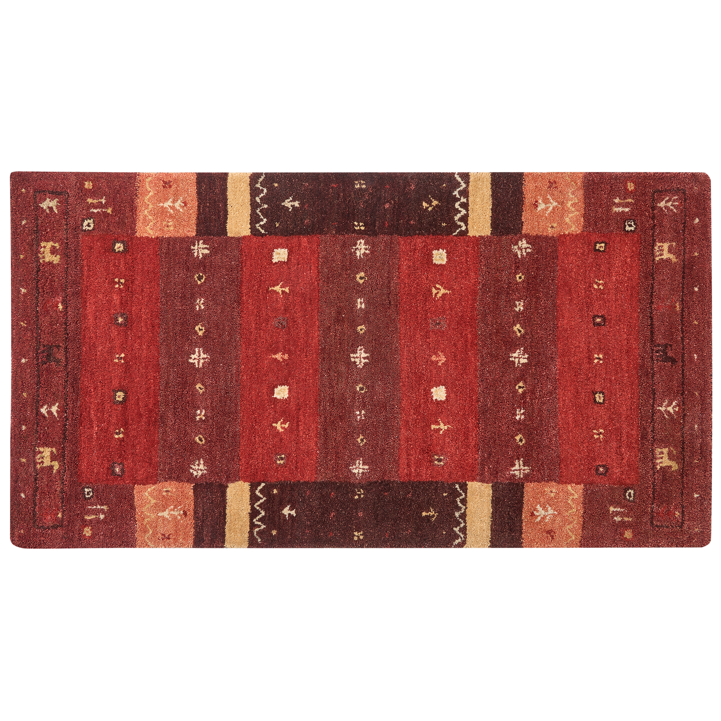 Gabbeh Teppich Wolle rot 80 x 150 cm Hochflor SINANLI