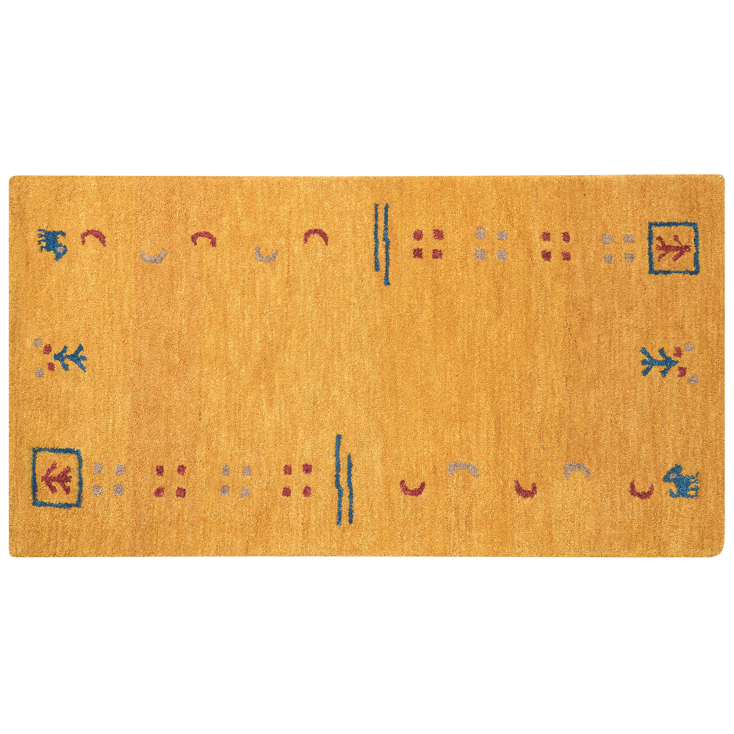 Gabbeh Teppich Wolle gelb 80 x 150 cm Hochflor AKALAN