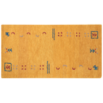 Gabbeh Teppich Wolle gelb 80 x 150 cm Hochflor AKALAN