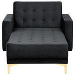 Chaiselongue Samtstoff schwarz / gold ABERDEEN