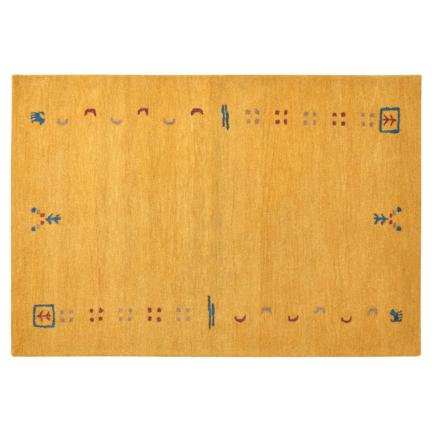 Gabbeh Teppich Wolle gelb 140 x 200 cm Hochflor AKALAN