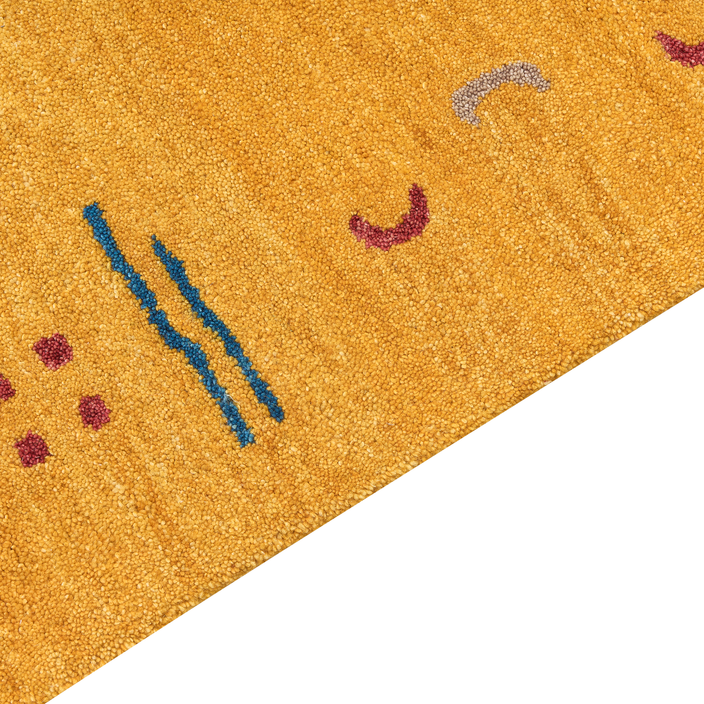 Gabbeh Teppich Wolle gelb 140 x 200 cm Hochflor AKALAN