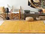 Gabbeh Teppich Wolle gelb 160 x 230 cm Hochflor AKALAN