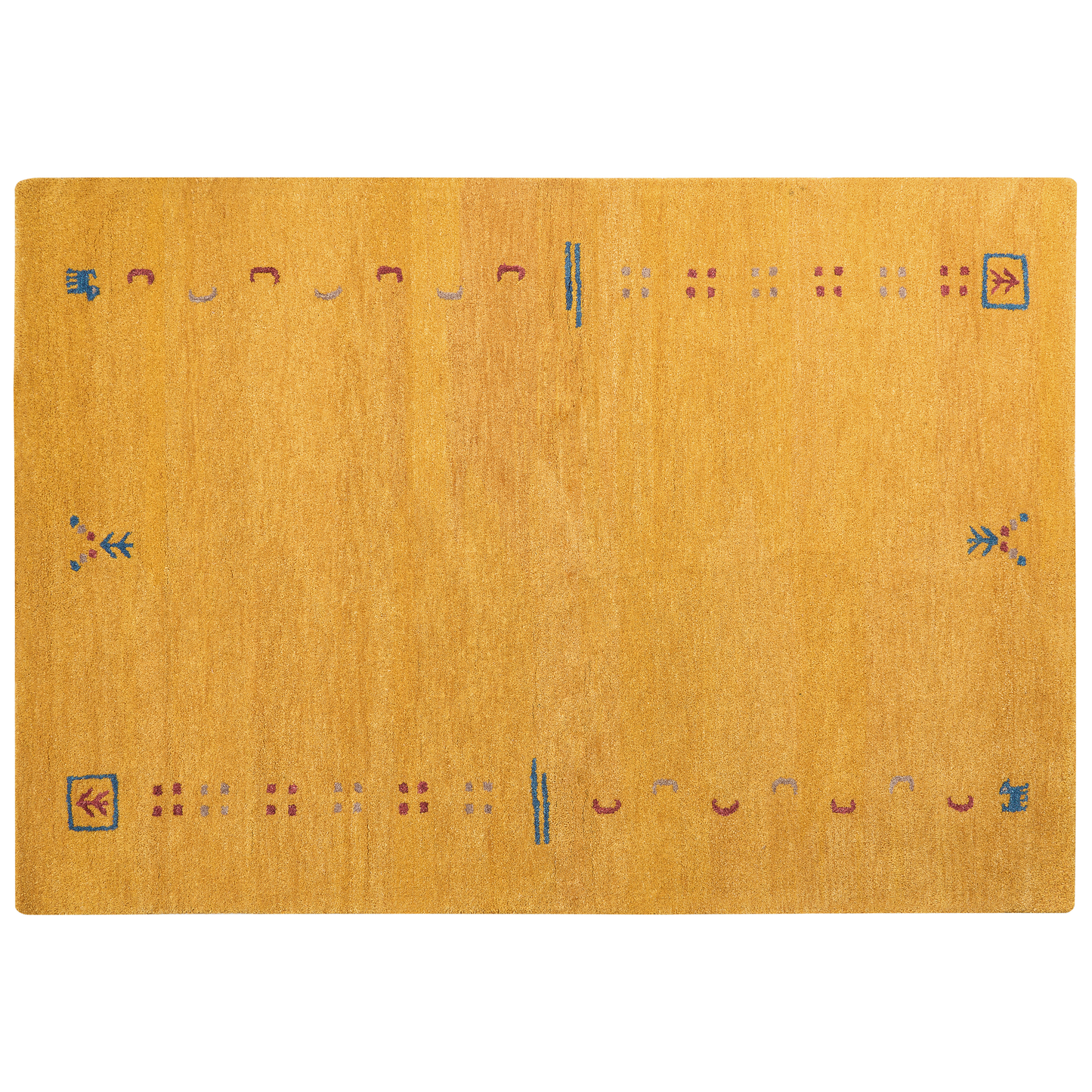 Gabbeh Teppich Wolle gelb 160 x 230 cm Hochflor AKALAN