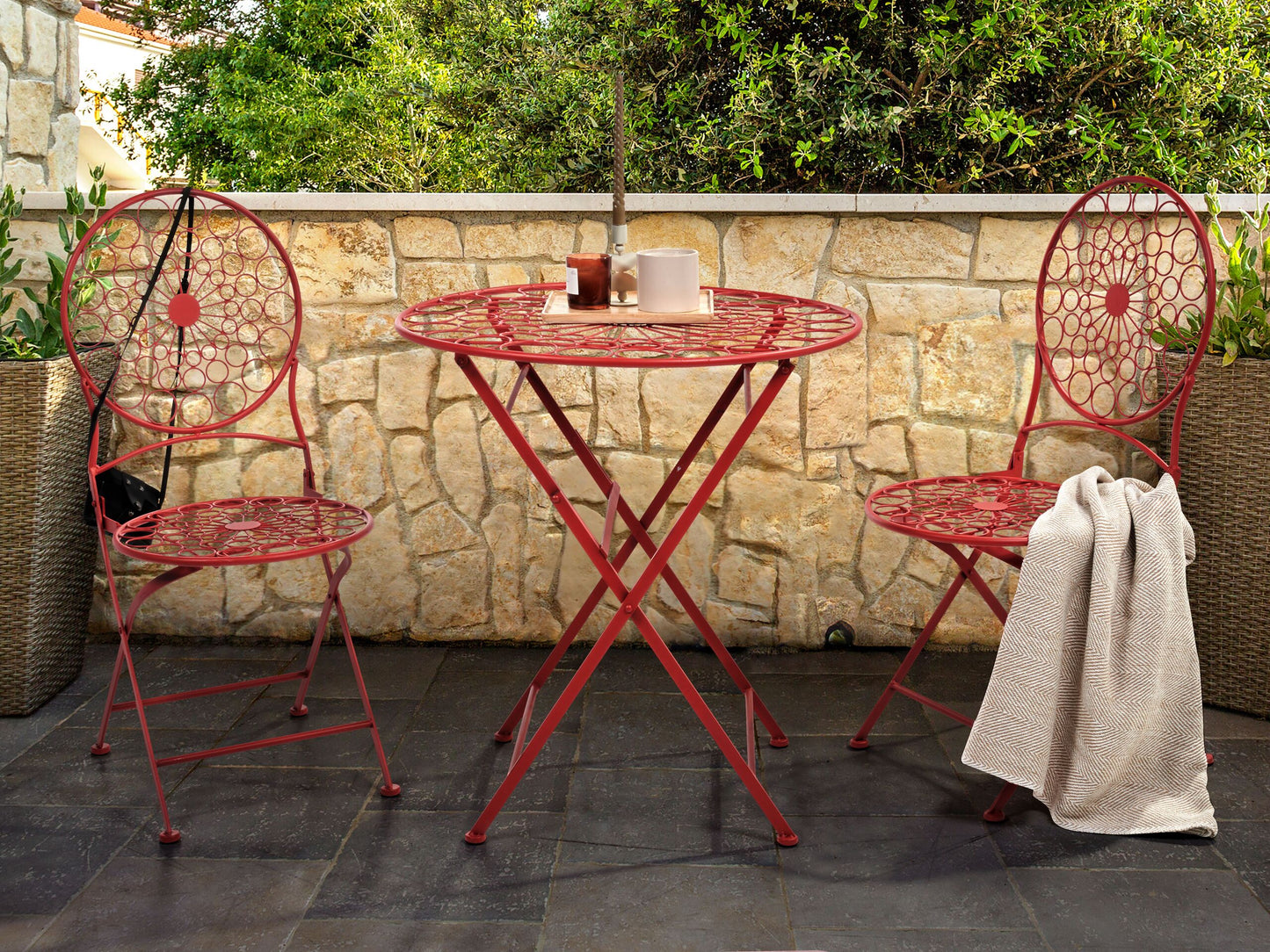 Outdoor Bistrotisch SCARIO 70 cm 70 cm Metall Rot