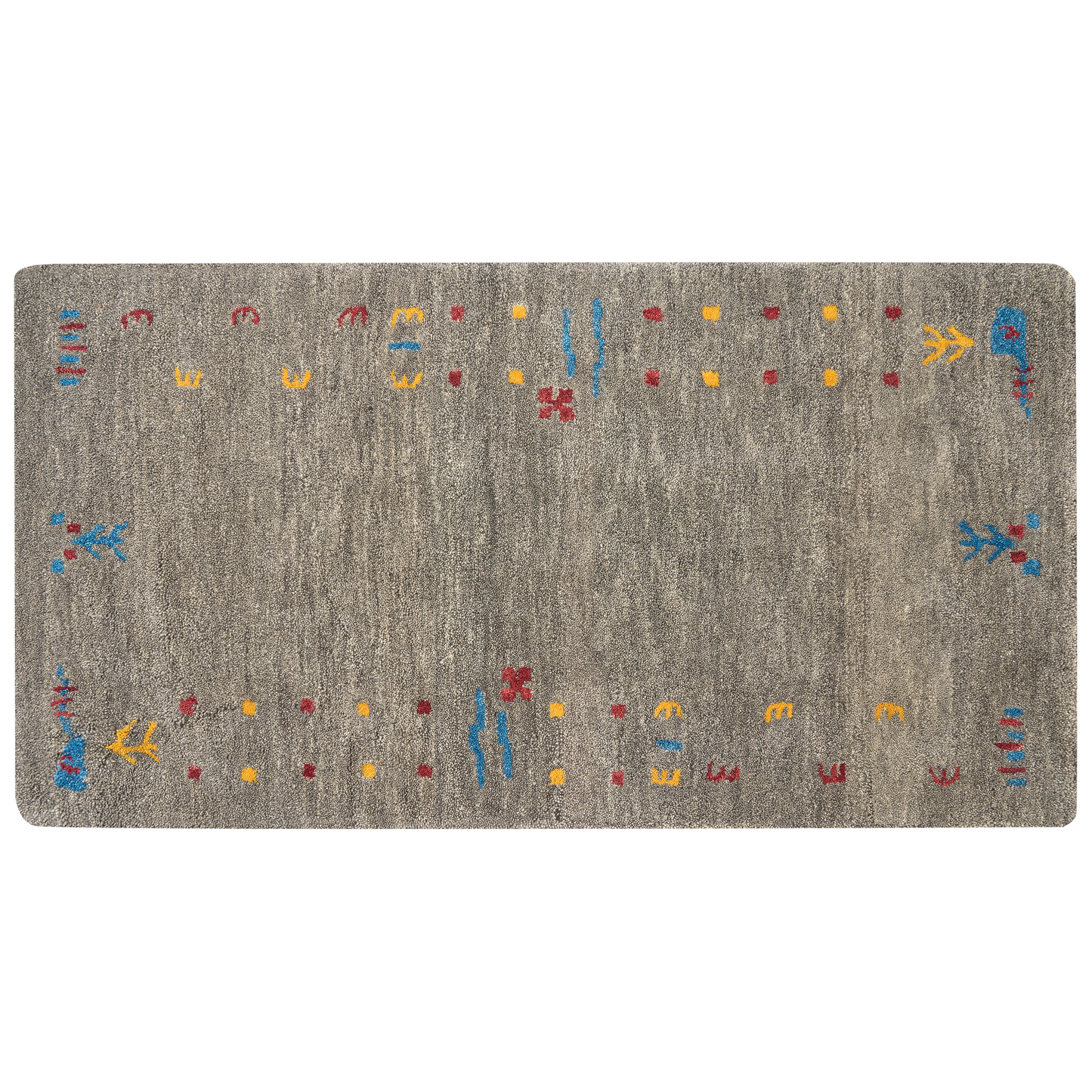 Gabbeh Teppich Wolle grau 80 x 150 cm Hochflor SEYMEN