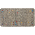 Gabbeh Teppich Wolle grau 80 x 150 cm Hochflor SEYMEN