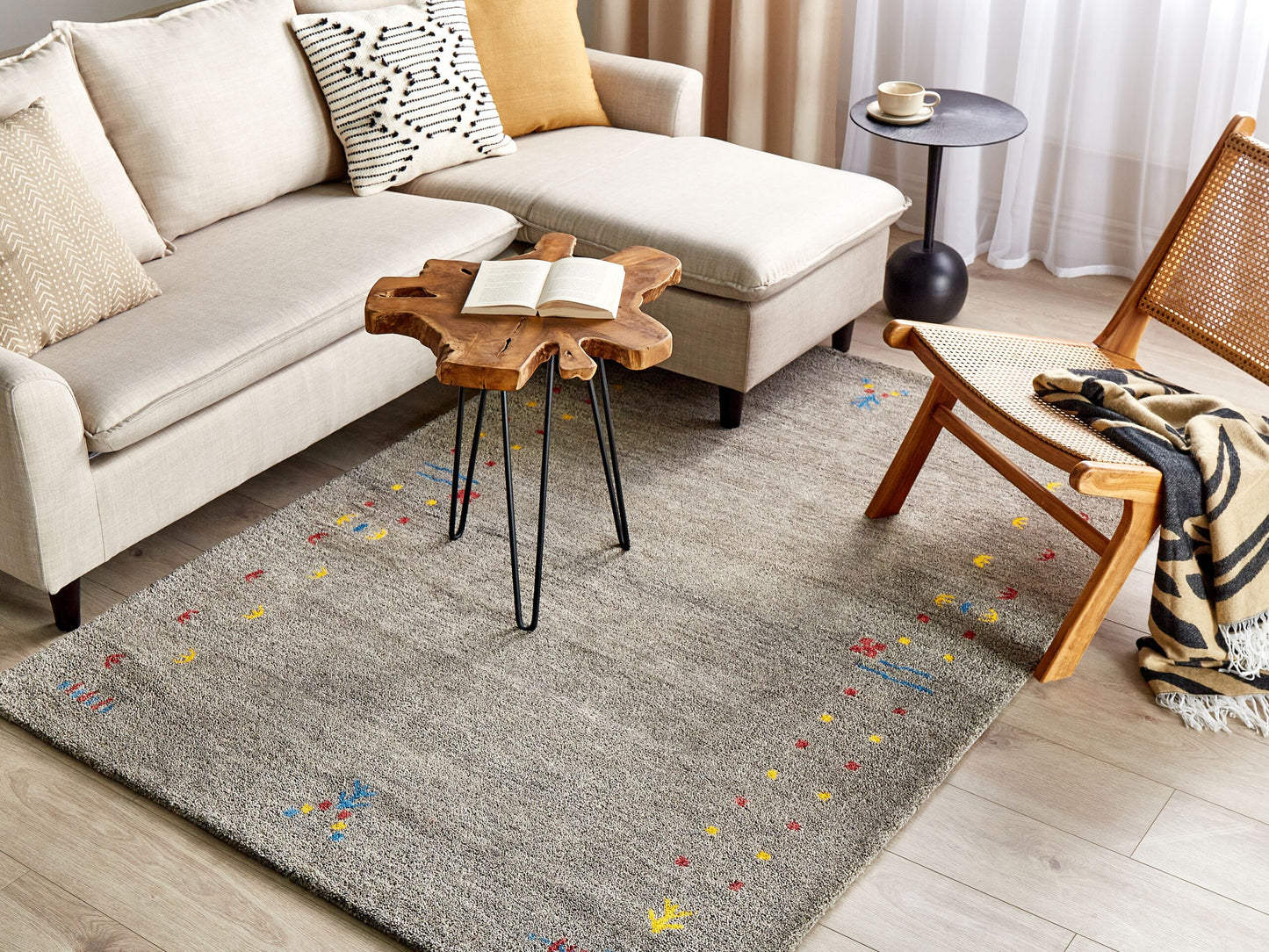 Gabbeh Teppich Wolle grau 140 x 200 cm Hochflor SEYMEN