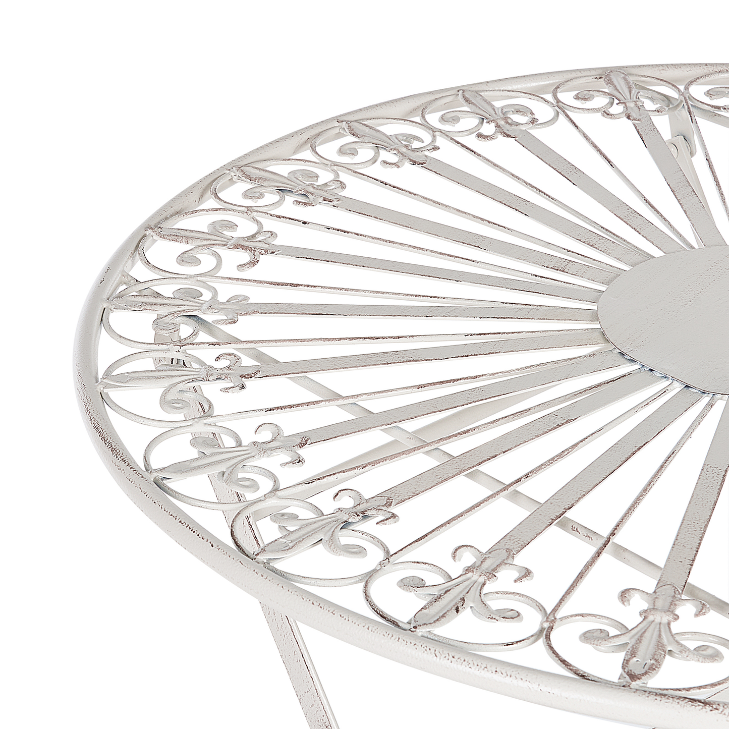 Gartentisch Metall cremeweiss ⌀ 70 cm zusammenklappbar SCAFA