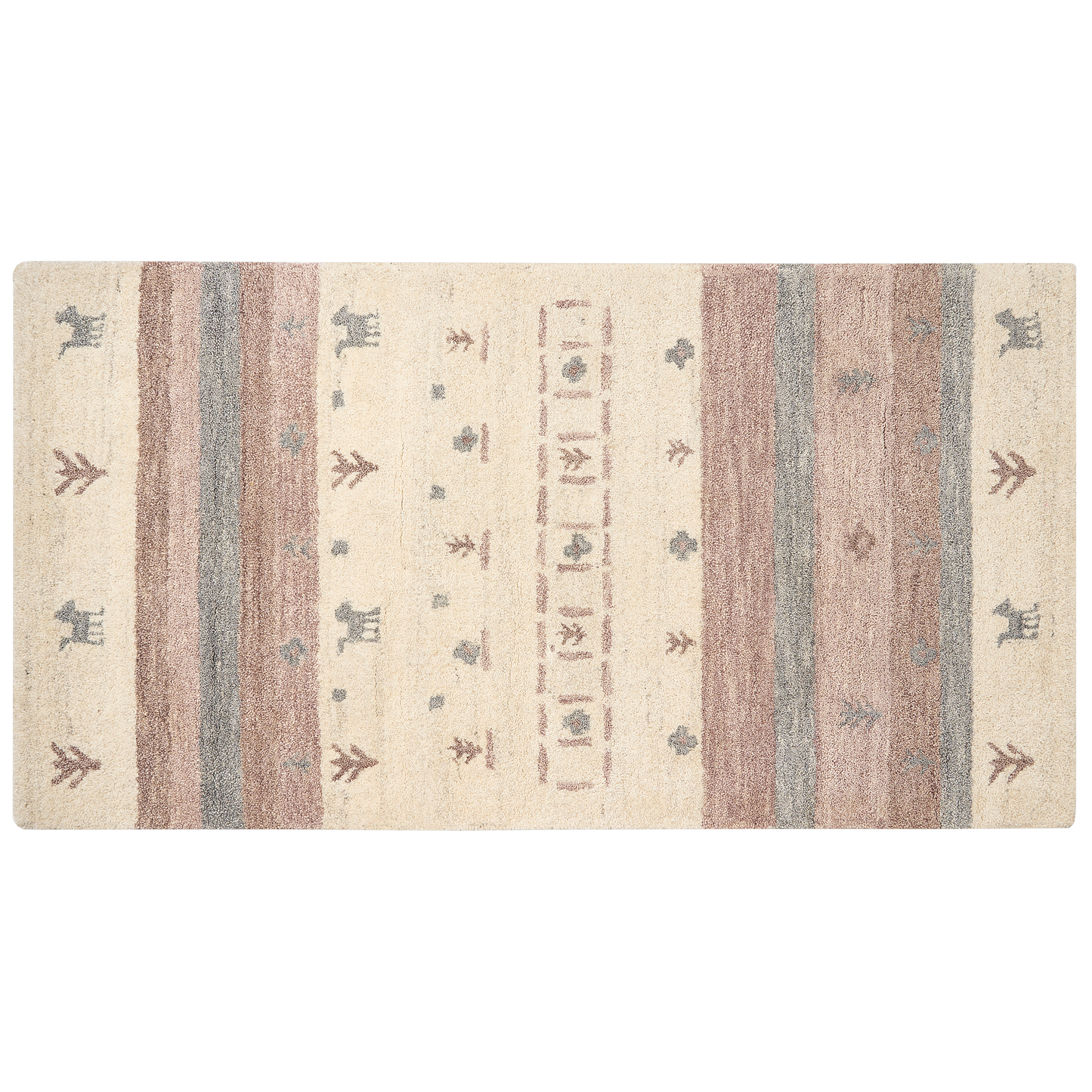 Gabbeh Teppich Wolle beige / hellbraun 80 x 150 cm Hochflor KARLI