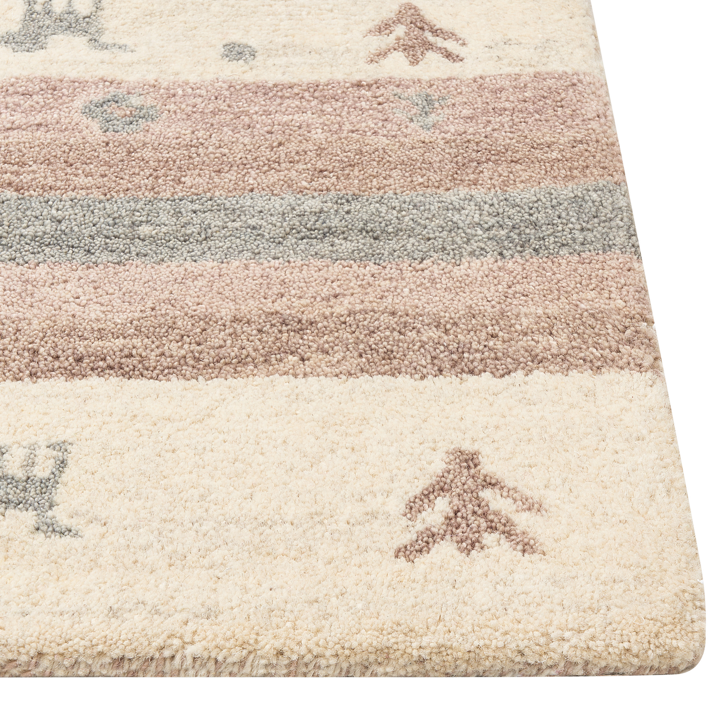 Gabbeh Teppich Wolle beige / hellbraun 140 x 200 cm Hochflor KARLI