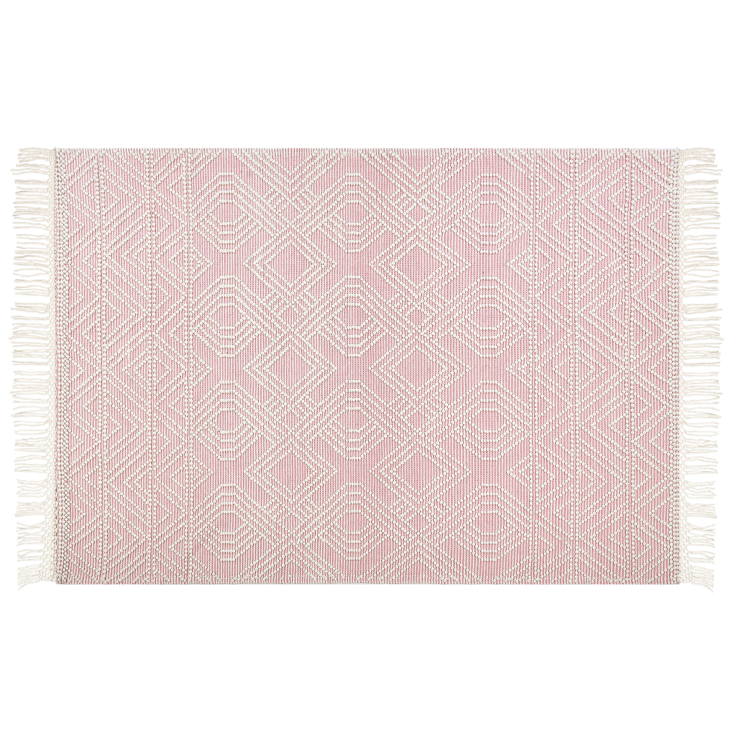 Teppich Wolle pastellrosa / weiss 160 x 230 cm Kurzflor ADANA