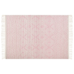Teppich Wolle pastellrosa / weiss 160 x 230 cm Kurzflor ADANA