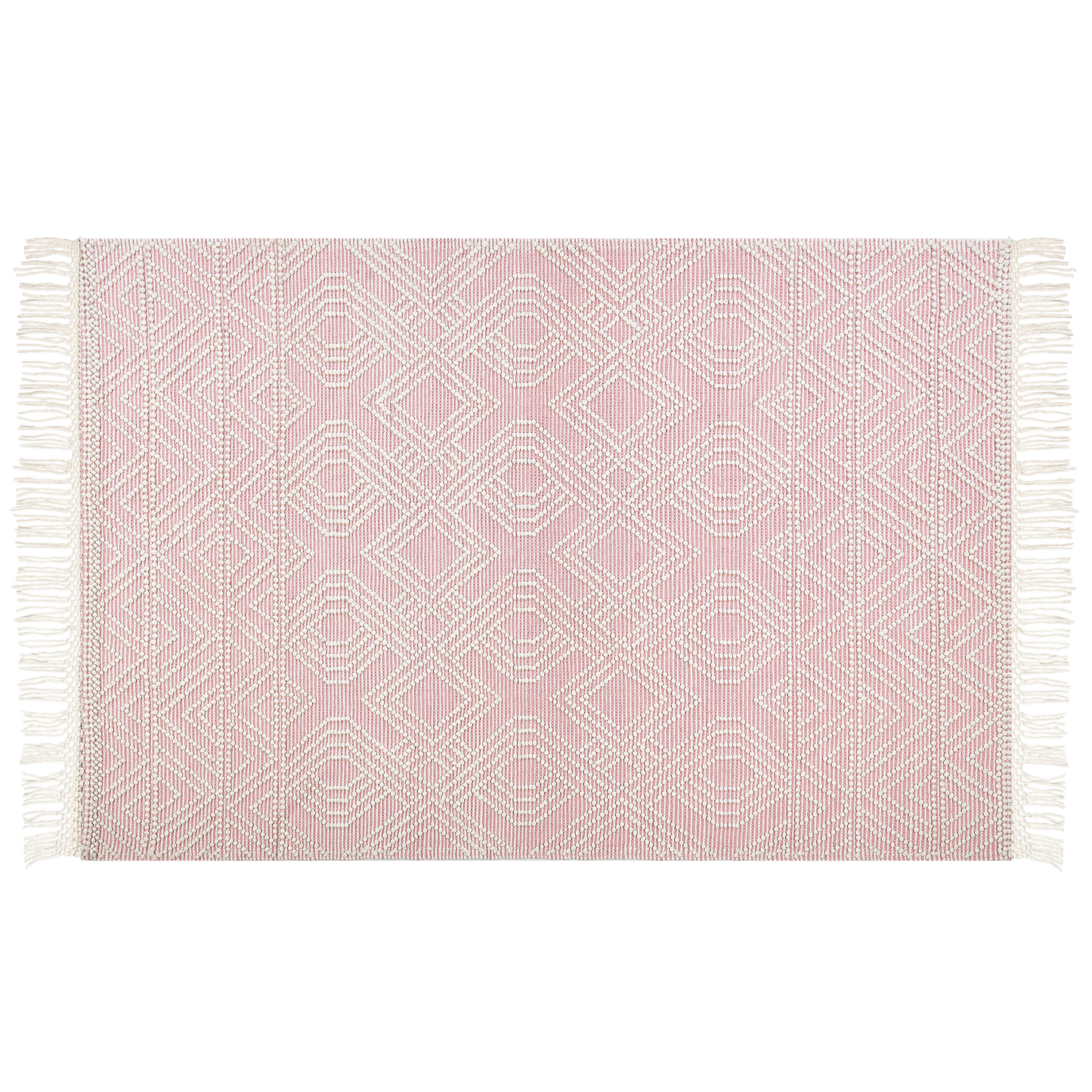 Teppich Wolle pastellrosa / weiss 200 x 300 cm Kurzflor ADANA