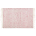 Teppich Wolle pastellrosa / weiss 200 x 300 cm Kurzflor ADANA