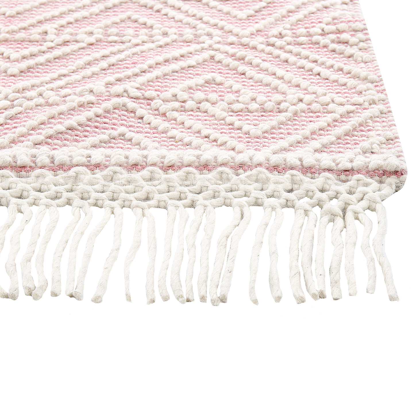 Teppich Wolle pastellrosa / weiss 200 x 300 cm Kurzflor ADANA