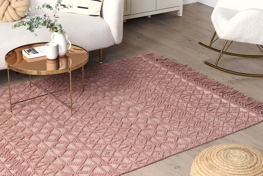 Teppich Wolle rosa 160 x 230 cm Kurzflor ALUCRA