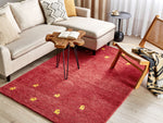 Gabbeh Teppich Wolle rot 140 x 200 cm abstraktes Muster Hochflor YARALI