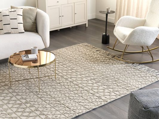 Teppich Wolle sandbeige 200 x 300 cm Kurzflor ALUCRA