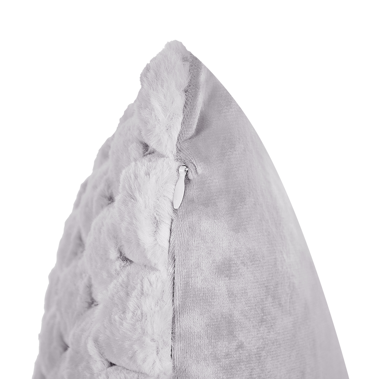 Dekokissen 2er Set PURSLANE Webpelz 43 x 43 cm Hellgrau Geometrisches Muster