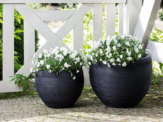 Blumenkübel ZAKROS Keramik 50 cm Schwarz