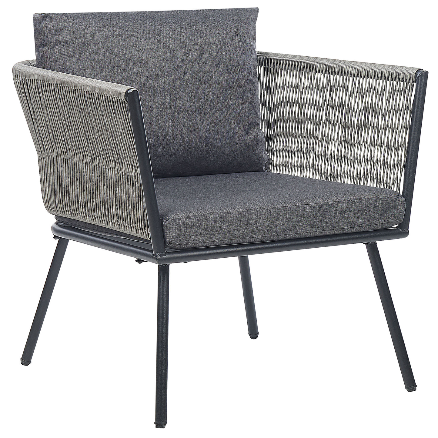Bistro Set inkl. Kissen GARGANO Polyrattan Grau