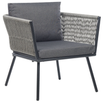 Bistro Set inkl. Kissen GARGANO Polyrattan Grau