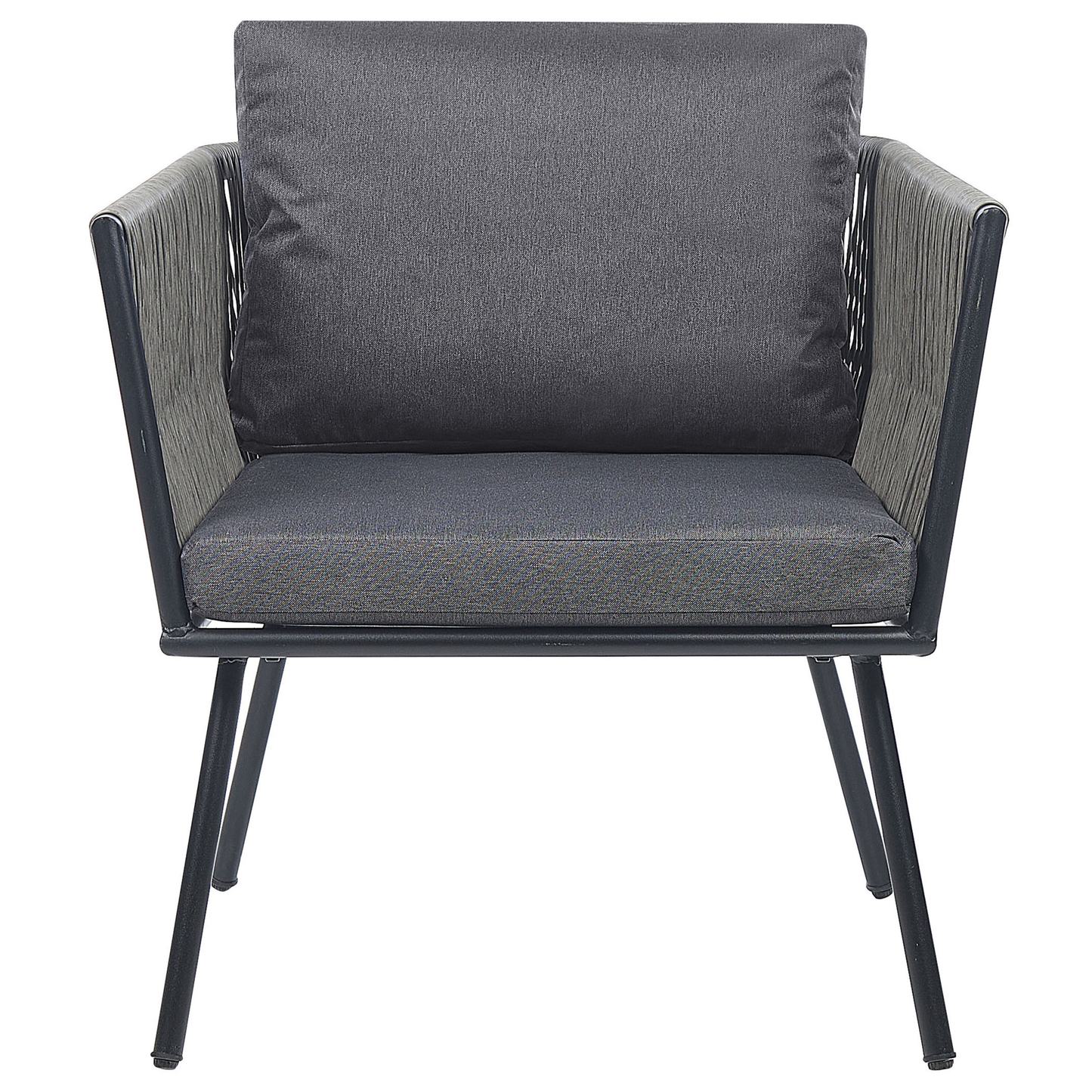 Bistro Set inkl. Kissen GARGANO Polyrattan Grau