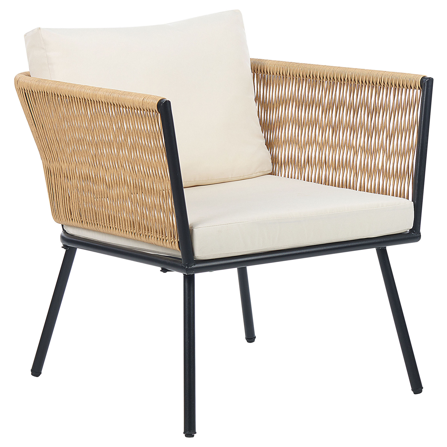 Bistro Set inkl. Kissen GARGANO Polyrattan Naturfarben