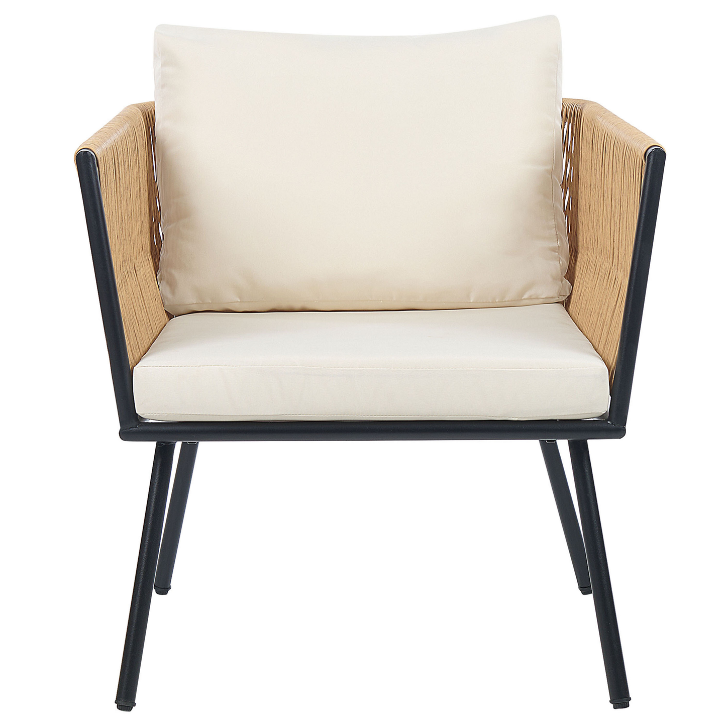 Bistro Set inkl. Kissen GARGANO Polyrattan Naturfarben