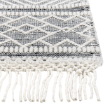 Teppich Wolle schwarz / weiss 160 x 230 cm Fransen Kurzflor SAVUCA