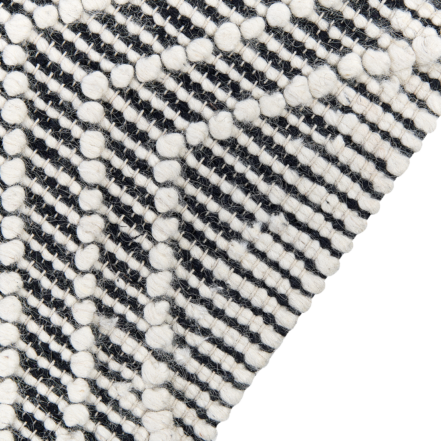 Teppich Wolle schwarz / weiss 160 x 230 cm Fransen Kurzflor SAVUCA