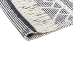 Teppich Wolle schwarz / weiss 160 x 230 cm Fransen Kurzflor SAVUCA