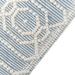 Teppich Wolle blau / weiss 160 x 230 cm Fransen Kurzflor ORHANELI