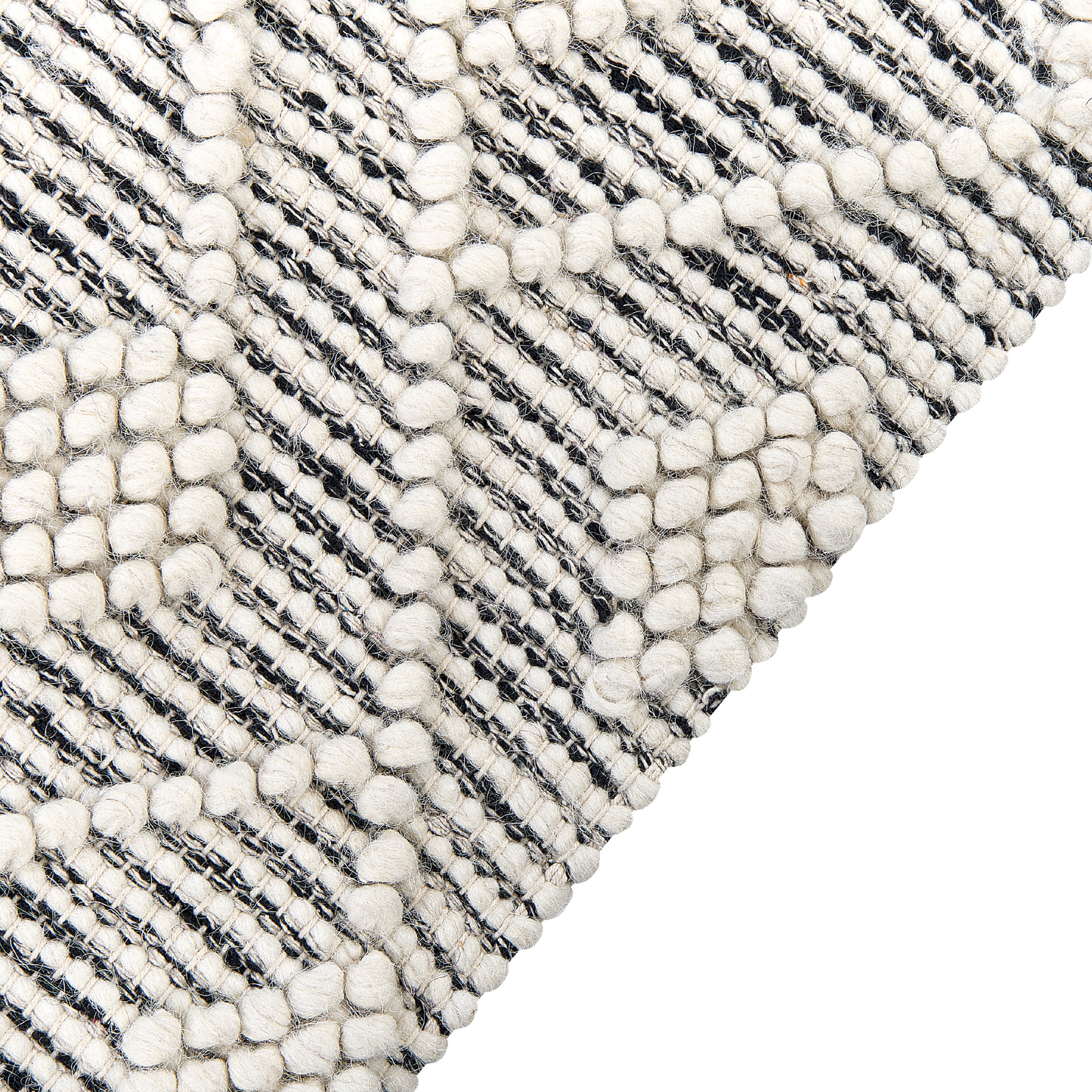 Teppich Wolle schwarz / weiss 160 x 230 cm Fransen Kurzflor KAVAK