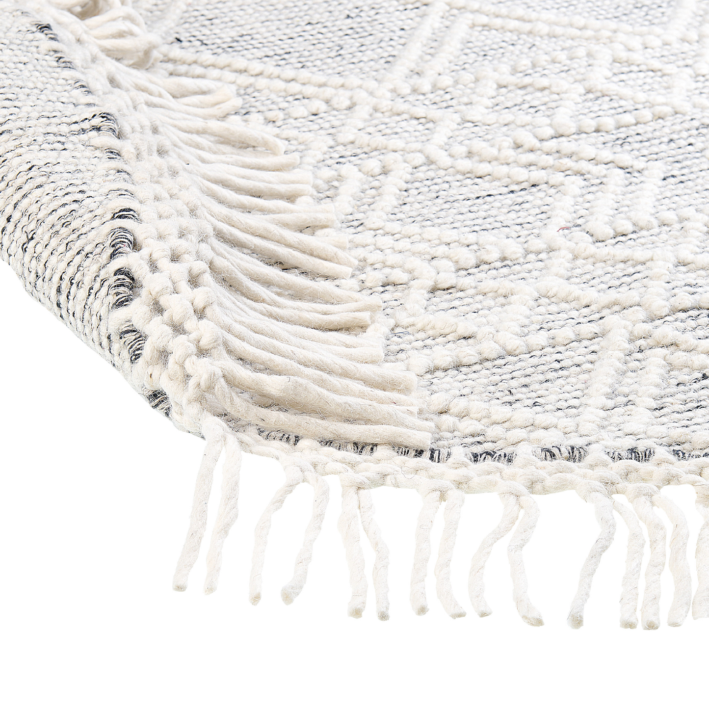 Teppich Wolle grau / cremeweiss ⌀ 140 cm Fransen Kurzflor BULDAN