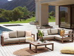 Lounge Set Akazienholz dunkelbraun 4-Sitzer modular Auflagen taupe TIMOR II