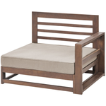 Lounge Set Akazienholz dunkelbraun 4-Sitzer linksseitig modular Auflagen taupe TIMOR II