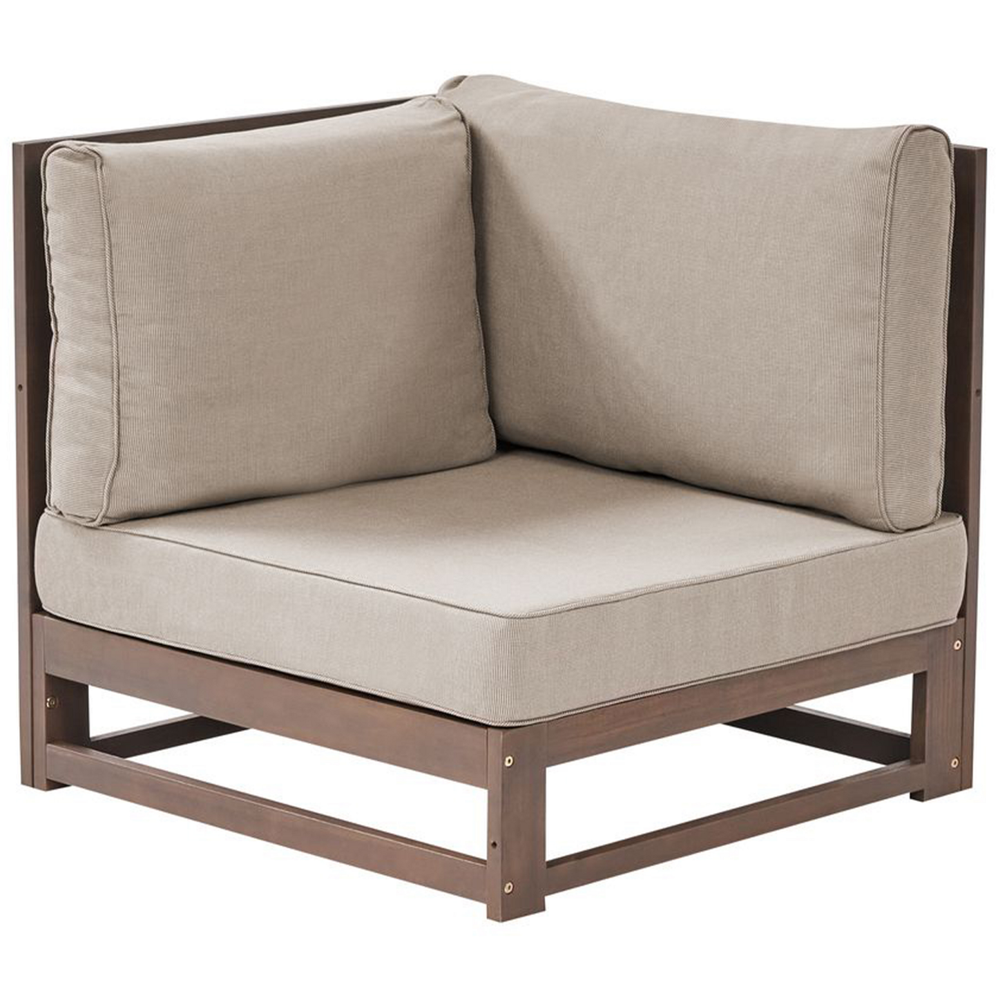 Garten Ecksofa Akazienholz dunkelbraun 2-Sitzer modular Auflagen taupe TIMOR II