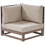 Garten Ecksofa Akazienholz dunkelbraun 2-Sitzer modular Auflagen taupe TIMOR II