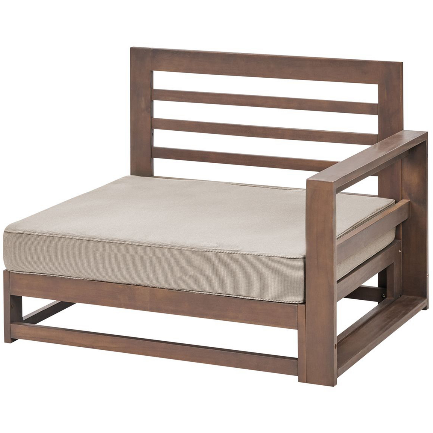 Garten Ecksofa Akazienholz dunkelbraun 2-Sitzer modular Auflagen taupe TIMOR II