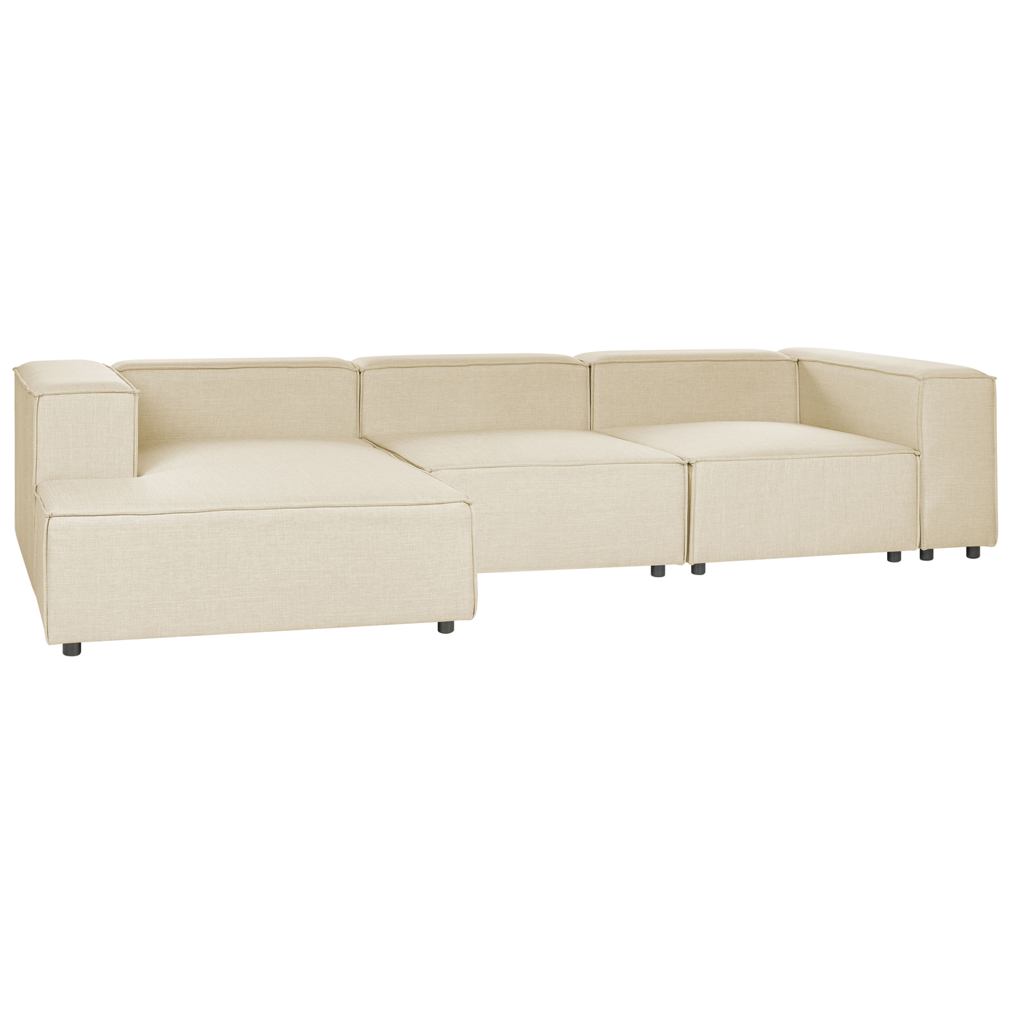 3-Sitzer Ecksofa Leinen beige rechtsseitig APRICA