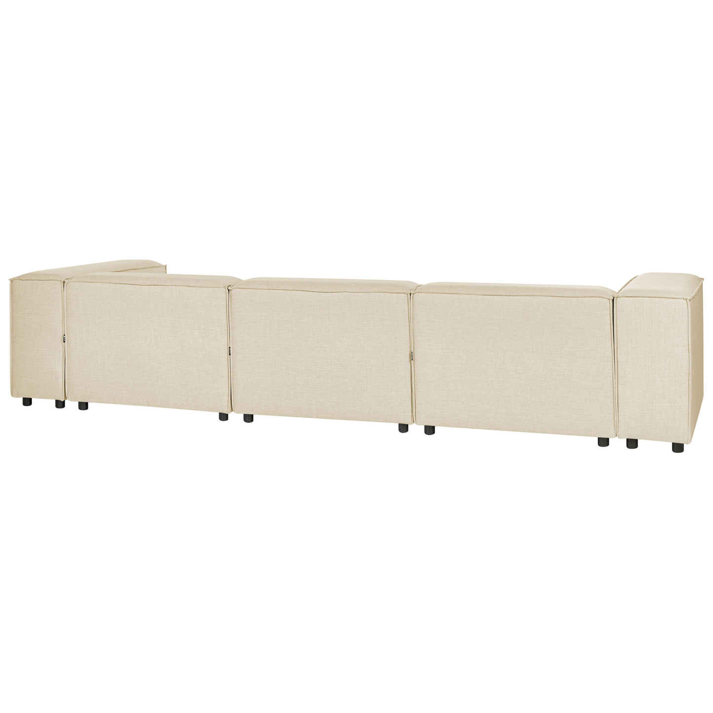 3-Sitzer Ecksofa Leinen beige linksseitig mit Ottomane APRICA