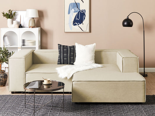 2-Sitzer Ecksofa Leinen beige linksseitig APRICA