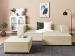 2-Sitzer Ecksofa Leinen beige linksseitig mit Ottomane APRICA