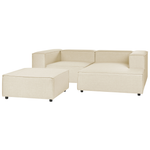 2-Sitzer Ecksofa Leinen beige linksseitig mit Ottomane APRICA