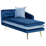 Chaiselongue Samtstoff blau linksseitig GONESSE