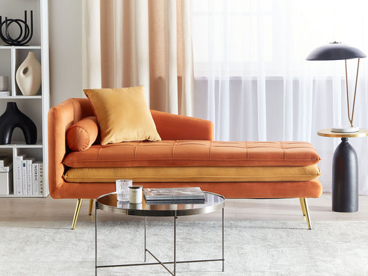 Chaiselongue Samtstoff orange linksseitig GONESSE