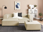 2-Sitzer Ecksofa Leinen beige rechtsseitig mit Ottomane APRICA