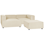2-Sitzer Ecksofa Leinen beige rechtsseitig mit Ottomane APRICA